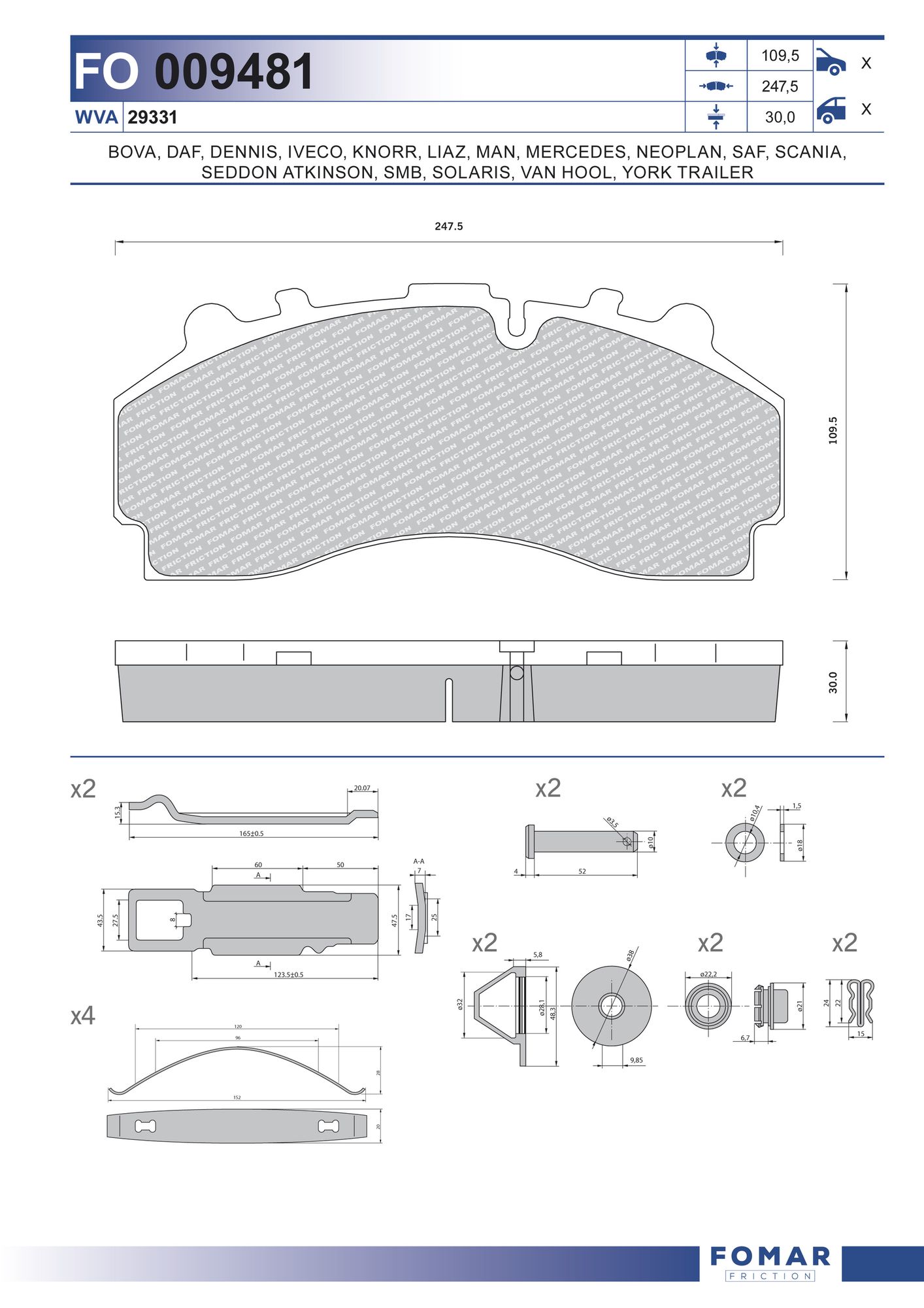 Set placute frana,frana disc FO 009481 FOMAR Friction
